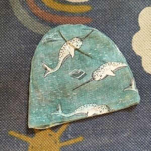 Olive.me handmade 🇨🇦Narwhal Print Beanie 2t